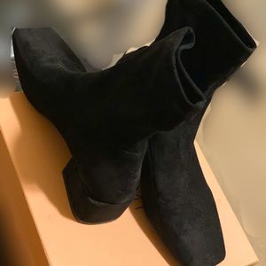 Zenya Black Suede Flat Ankle Boots